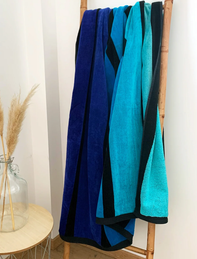 Velours strandhanddoek Happy Blue