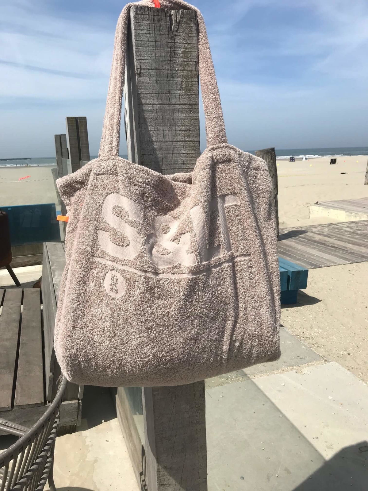 Badstof strandtas taupe
