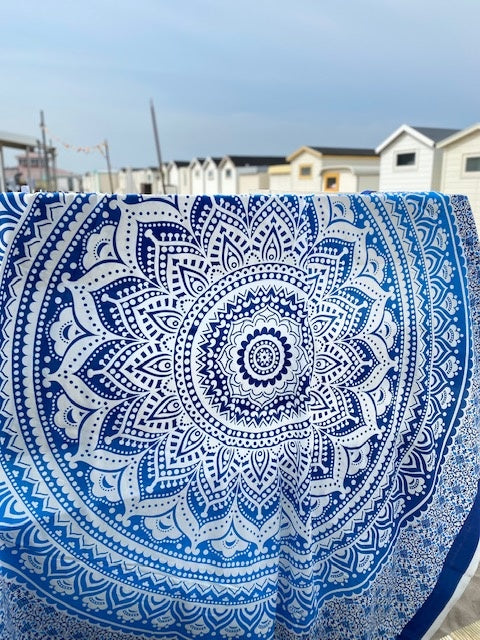 Familiestrandlaken Mandala blauw