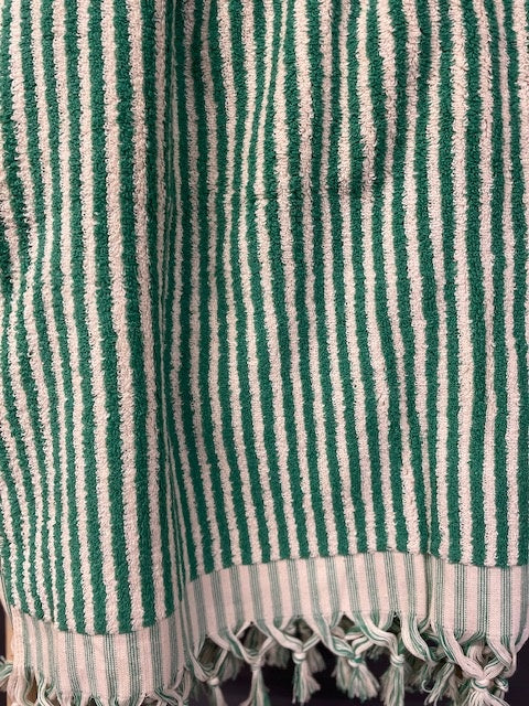 Luxe hamamdoek met franjes groen
