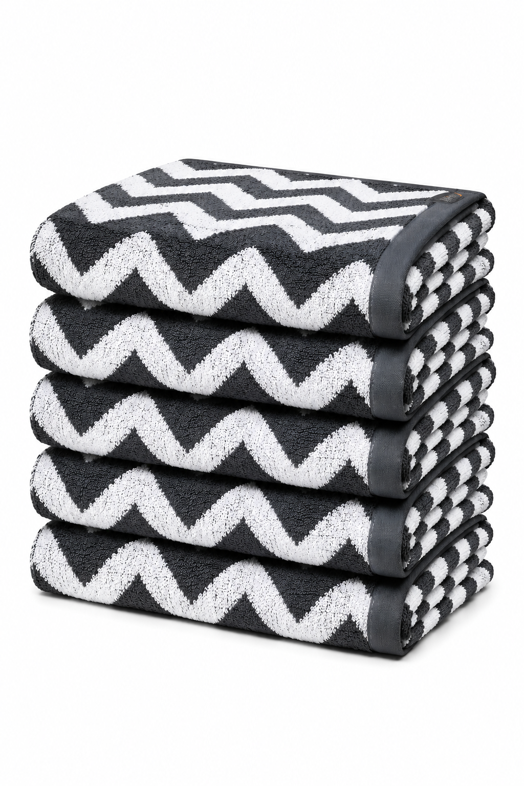 5 stuks badlakens zigzag antraciet