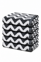 5 stuks badlakens zigzag antraciet