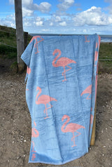 Velours strandlaken Flamingo
