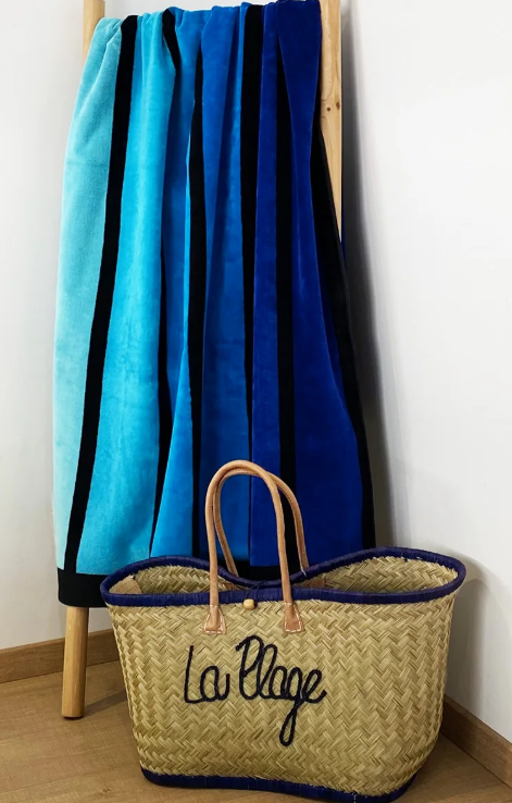 Velours strandhanddoek Happy Blue