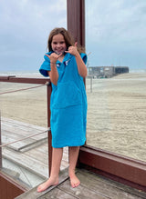 Kinder surfponcho turquoise